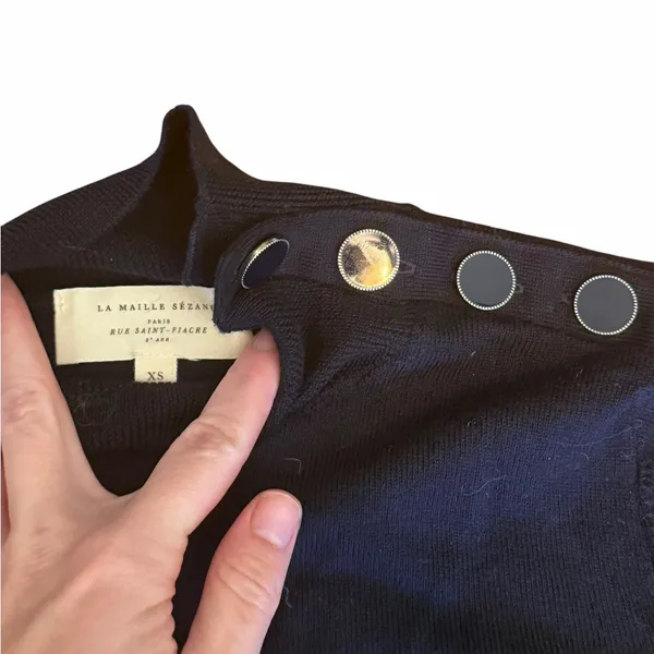 Sezane Jacob Jumper Black 100% Merino Wool Size XS Winter Sweater Italy Sézane - Image 3