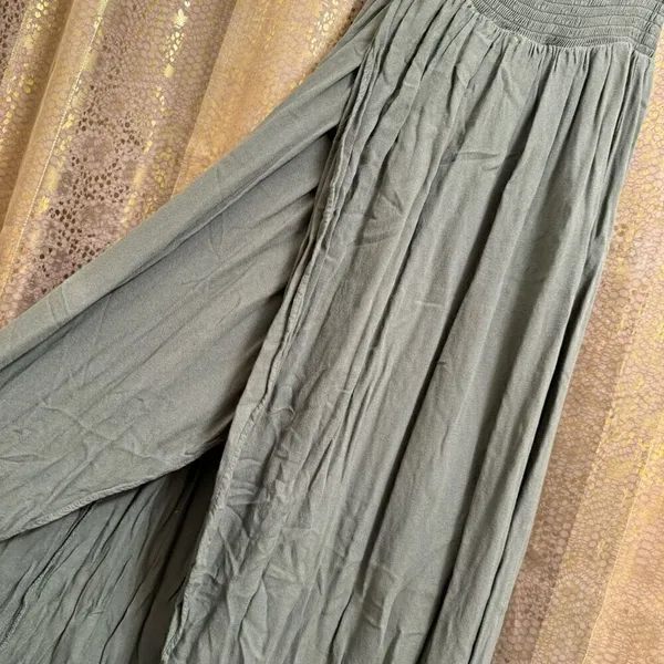 Young, Fabulous & Broke Olive Green Smocked Faux Wrap Maxi Dress Small - Image 6