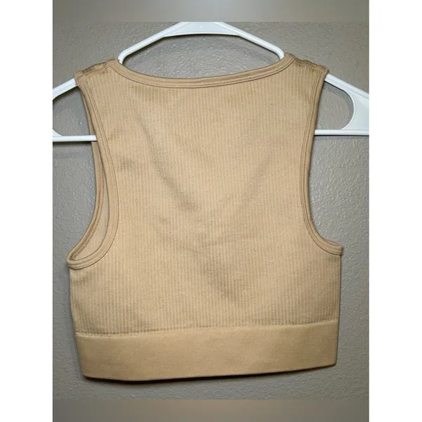 Aerie Offline Recharge Least Support Neutral Ribbed Sports Bra Womens Size Small - Image 5
