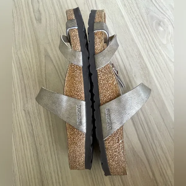 Birkenstock Silver Strappy Sandals - Image 6