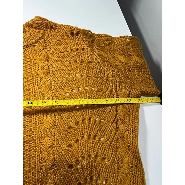Jessica Simpson Mustard Yellow‎ Cable Knit Lace Sweater Size M - Image 8