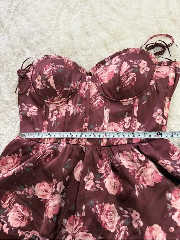 Altar’d State Stellini Wine Floral Corset Maxi Dress Small - Image 11