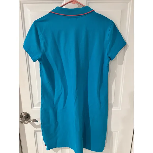 US Polo Assn Womens Blue Polo Dress Short Sleeve Pink Logo Sz Lg Pool Beach - Image 4