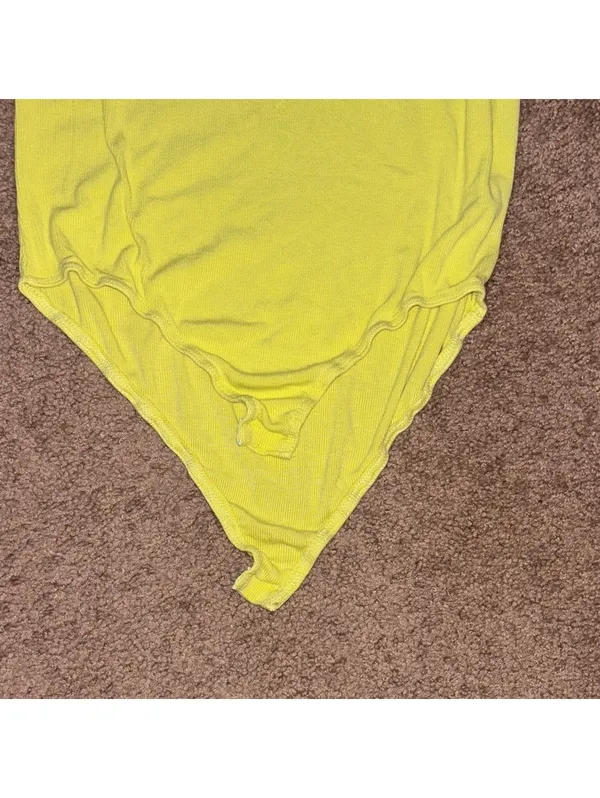 POL Yellow Sleeveless Bodysuit with Button Detail snap close minimal basic - Image 4