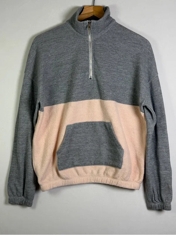 WILDFOX Women’s Quarter Zip Pullover Fleece Colorblock Sweatshirt LA Made Sz S - Image 2