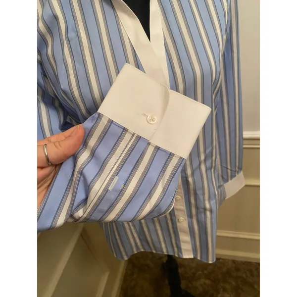 Brooks Brothers 1818 Women’s Fitted Non-Iron Striped Dress Shirt Banker Collar - Image 2