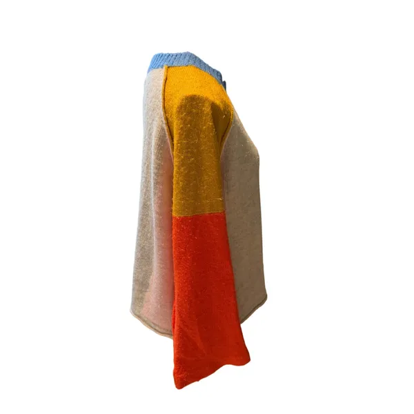 Listicle Color Block Sweater Small Multicolor Blue Mustard Orange Cream - Image 6