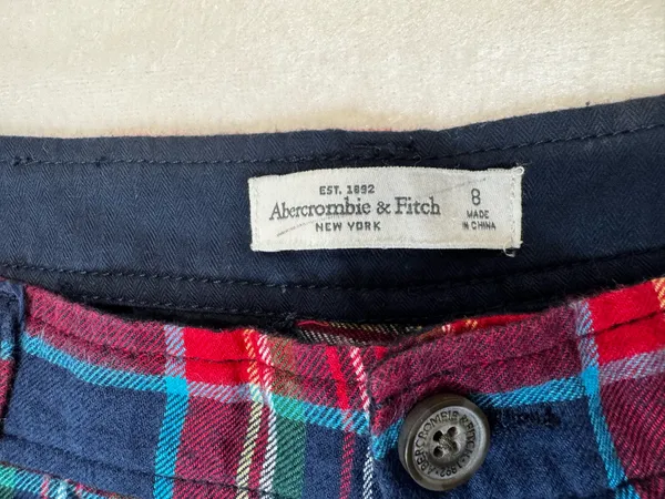 Abercrombie & Fitch Classic Tartan Flannel Cotton Trouser Shorts Size 8 - Image 9