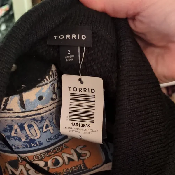 Torrid Multi Plaid Long Sleeve Notched Collar Cardigan Size 2X - Image 7