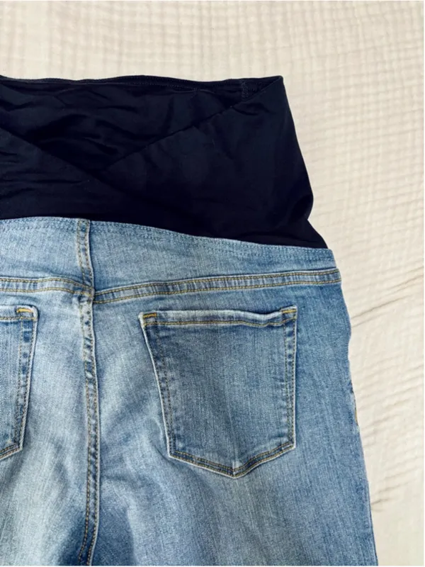 Women's Isabel Maternity Blue Distressed Bermuda Shorts Size 8 - Image 10