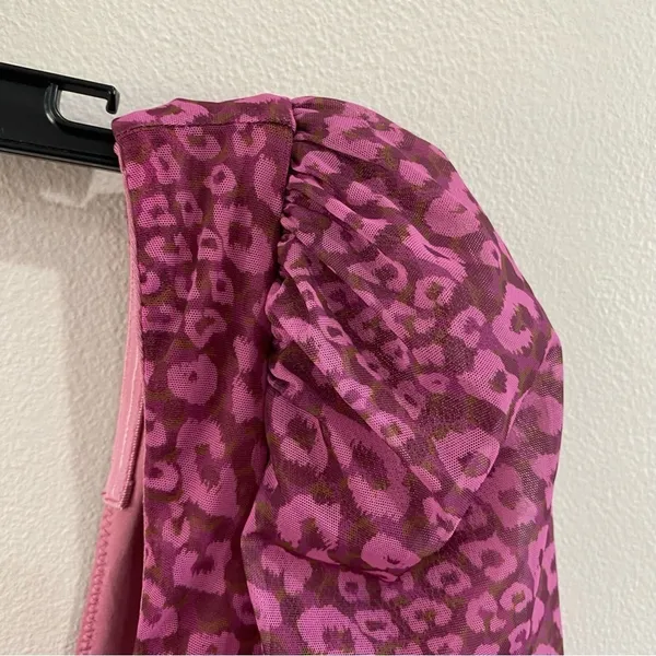 Oh Polly Purple Leopard Print Mesh Ruched Bodycon‎ Dress Size 2 - Image 4