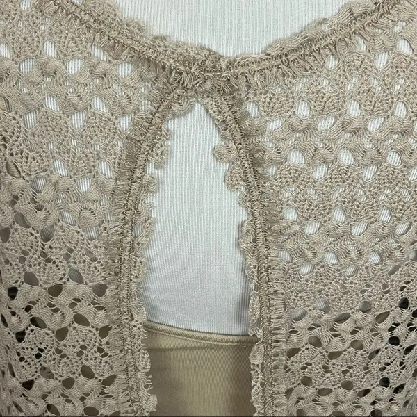 Free People Tan Boho Crochet Lilly Mini Dress S - Image 6