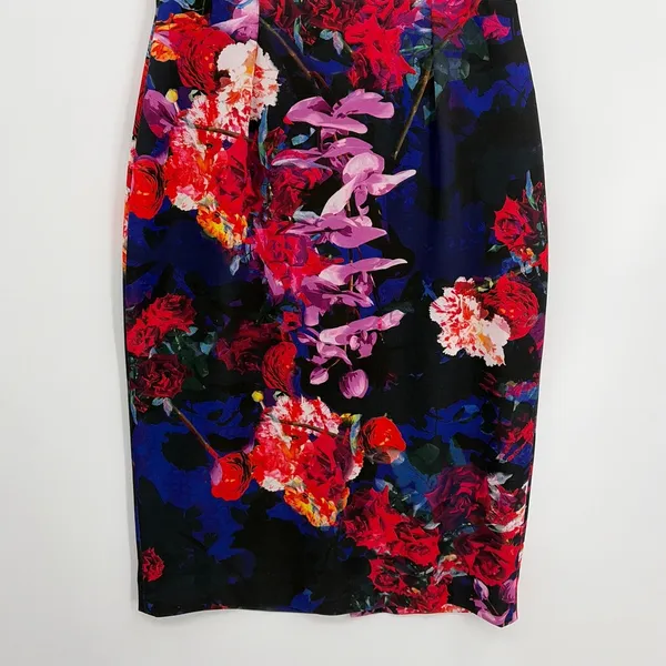 Betsey Johnson Floral Sheath Dress Sz 2 Dark Romantic Preppy Corpcore Garden - Image 5