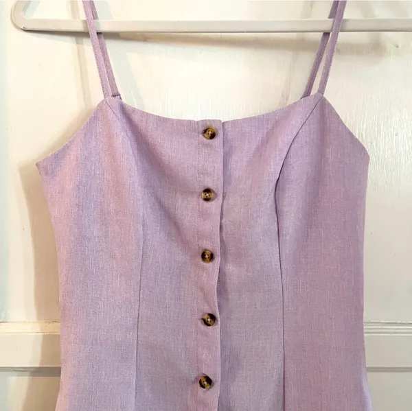 NWT Revolve Mini button dress in Lilac Purple Size Small Retail:150 - Adjustable Straps - Button down - Mini Length - Image 2