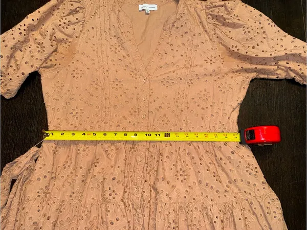 Gibson & Latimer Eyelet Puff Sleeve Belted Dress Size XL - Image 7