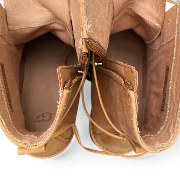 Ugg Oriana Boots Chestnut/Tan Sz 8.5 Side Zip Lace Up Western Prairie Fall - Image 10