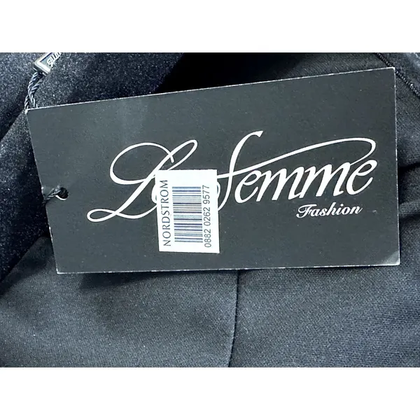 La Femme Maxi Dress Strapless Crisscross High Slit Full Length Black W US 0 NWT - Image 8