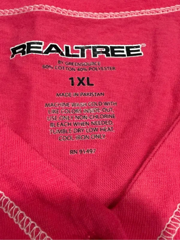 Realtree Women’s Pink Camo Henley Long Sleeve Shirt Hunting Outdoors Size 1X - Image 2