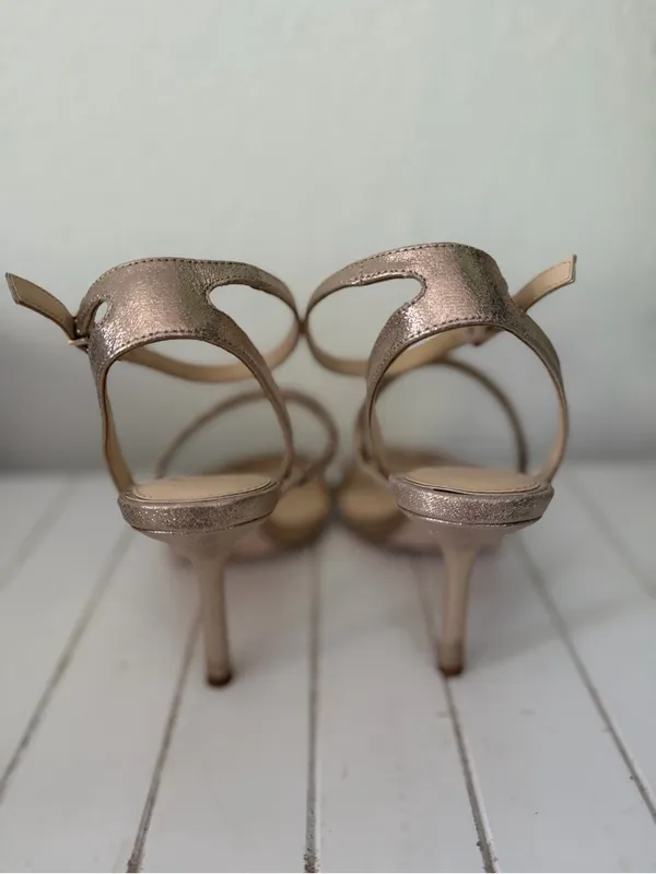 Jessica Simpson Rose Gold Rhinestone Strappy Heels - Image 3
