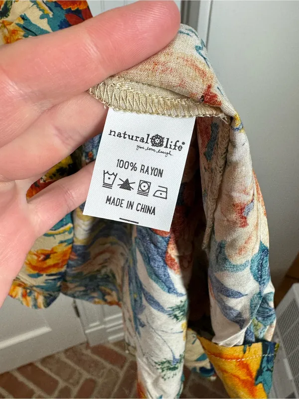 NWT Natural Life Gigi Mini cami Dress Grey Orange Roses size large bohemian - Image 2