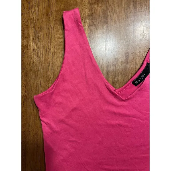 Hot‎ Pink V-Neck Crop Tank Top Sleeveless Basic Layering F56 - Image 3