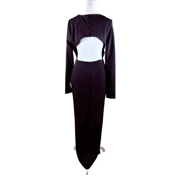Lulus Flawless Esteem Black Long Sleeve Cutout‎ Column Gown Size Medium NWT - Image 5
