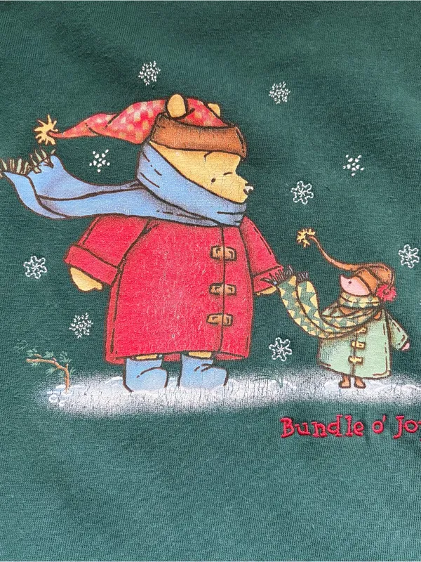 Vintage Disney Store Winnie the Pooh “Bundle O’ Joy” Crewneck Sweatshirt Green - Image 3