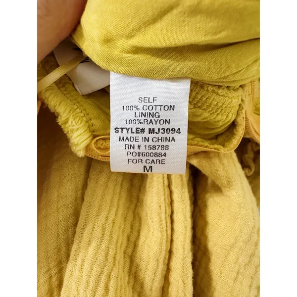 Mable Mustard Yellow Gauze Tie Strap Cutout Wide Leg Jumpsuit Size M - Image 5
