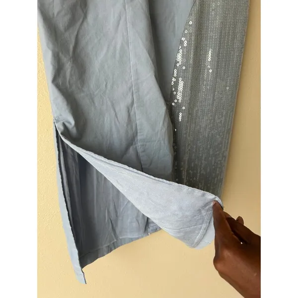 Anthropologie Light Blue Grey Strapless Midi Dress Size 8 - Image 11