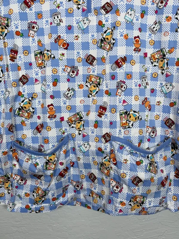 Koi Tokidoki Women L Summer Picnic Eve Scrub Top Shirt Stretch Pockets 1017TKD - Image 2