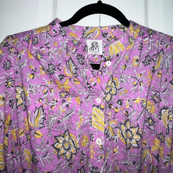 DRA Cotton Anthropologie Floral Purple Women's‎ Dress medium - Image 2