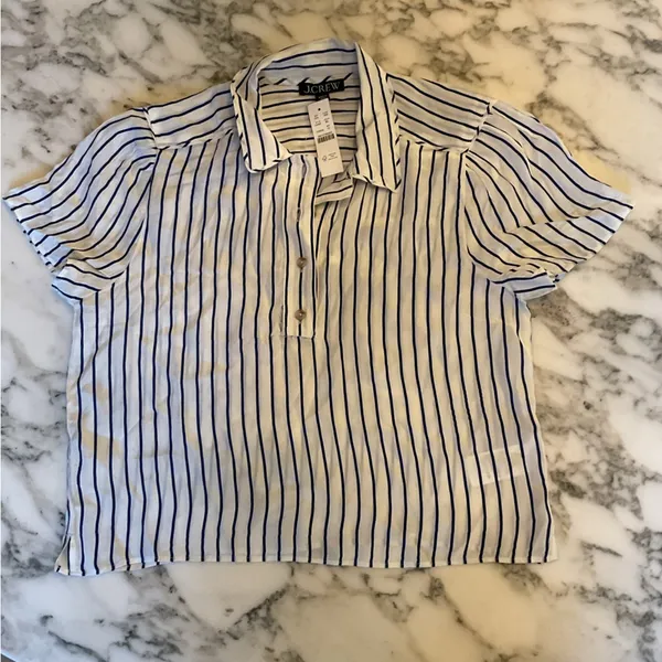 NWT J crew Sheer popover top in crepe de chine Sz 10 Sold Out - tear in front - Image 6