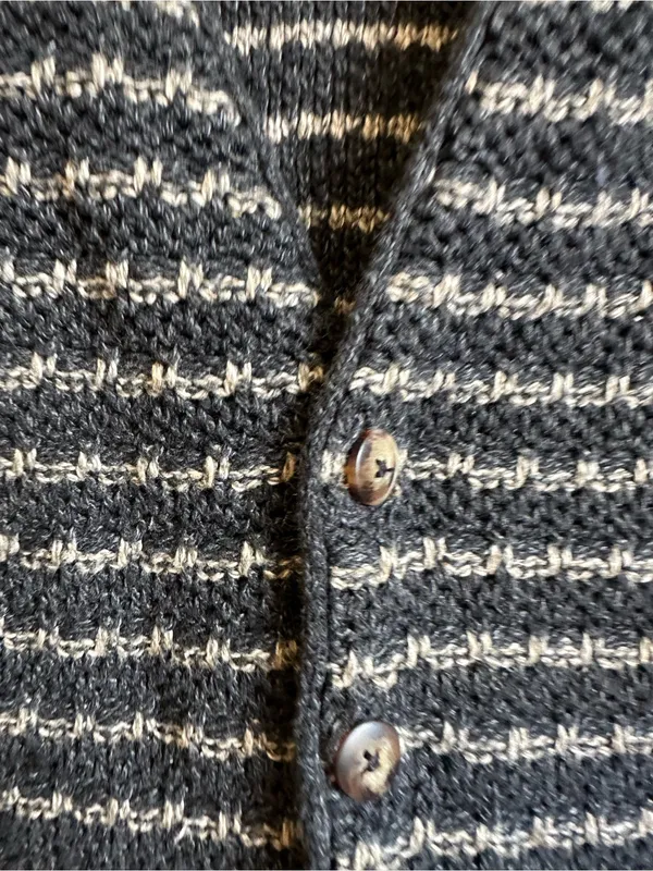 Coldwater Creek Vintage Striped V Neck Button Down Sweater Vest Womens Medium - Image 3