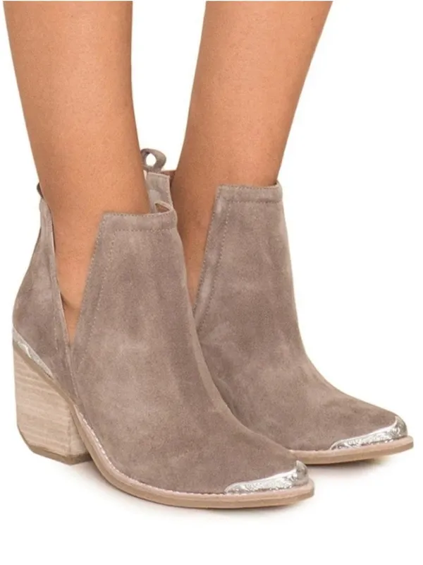 Jeffrey Campbell Cromwell Cut Out Western Taupe Brown Suede Ankle Boot 7.5 - Image 15