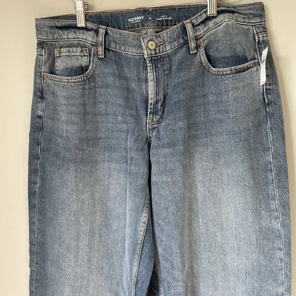 Old Navy Low Rise Baggy Wide Leg Denim Jeans Pants Cotton Blend Blue Size 12 - Image 3