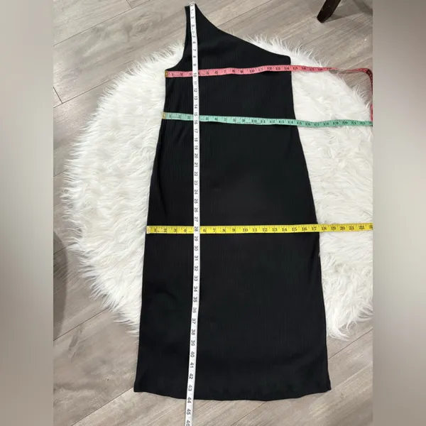 GAP Rib One-Shoulder Black Midi Dress Size M - Image 5