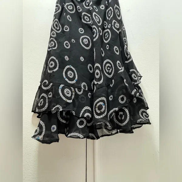 Vtg 90s Marisol Black Silk Ruffle Sequin Skirt Y2K Fairy Whimsygoth Coquette - Image 4