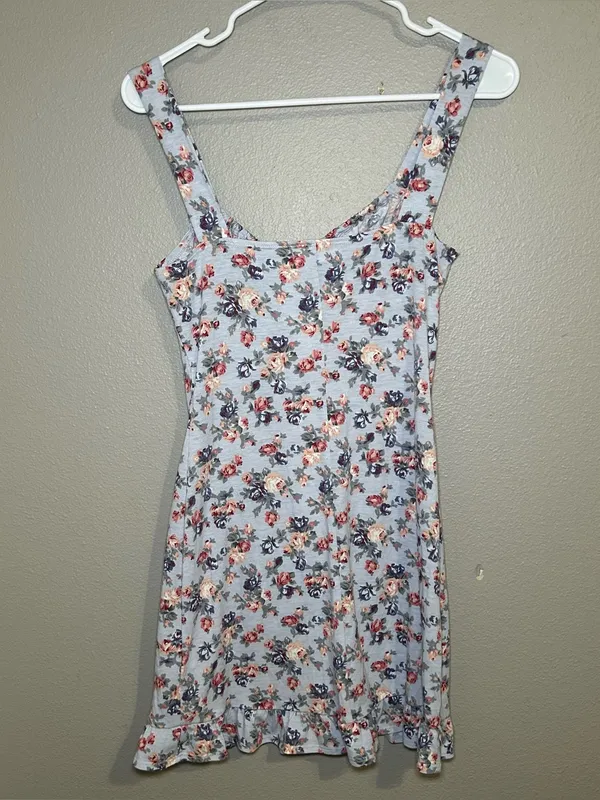 Reformation Nevada Blue Floral Print Ruffle Hem Mini Dress Women’s Size Small - Image 5