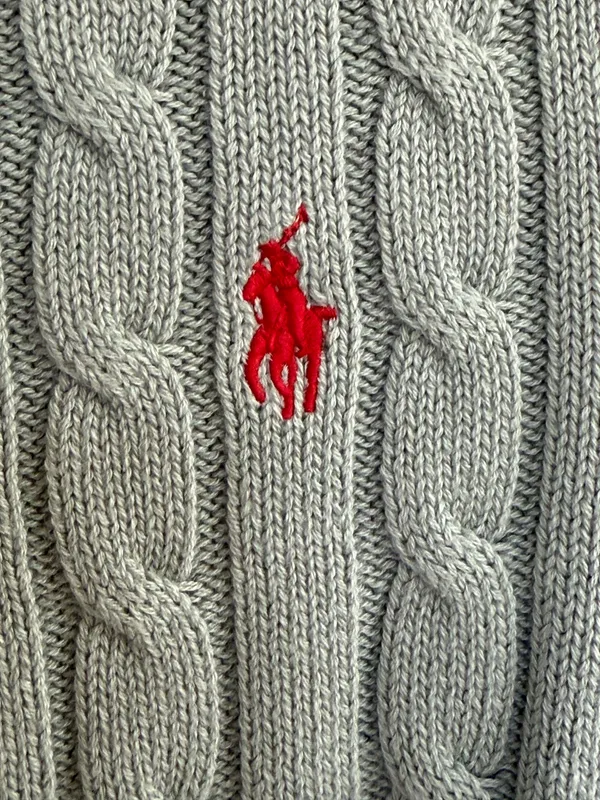 Polo Ralph Lauren Grayish Green Cable-Knit Short Sleeve Crewneck Sweater Size XS - Image 3