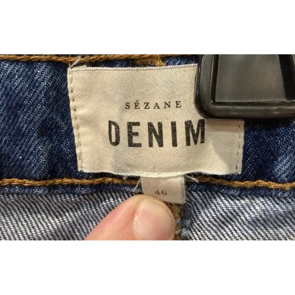 Women's Sezane Denim Wide Leg Jeans Dark Wash Blue Size FR 46/US 14-16 (38x32) - Image 5