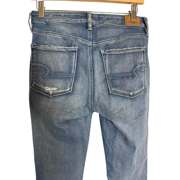 American Eagle Super Stretch Mid Rise Distressed Ripped Skinny Jeans Size 8 - Image 4