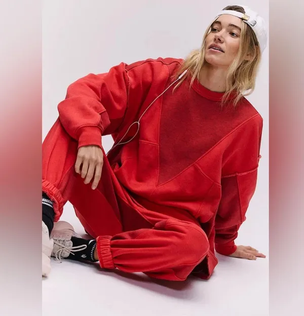 NWT Free People Movement Making It Pullover And Jogger (SET)In Victory Red - Image 4