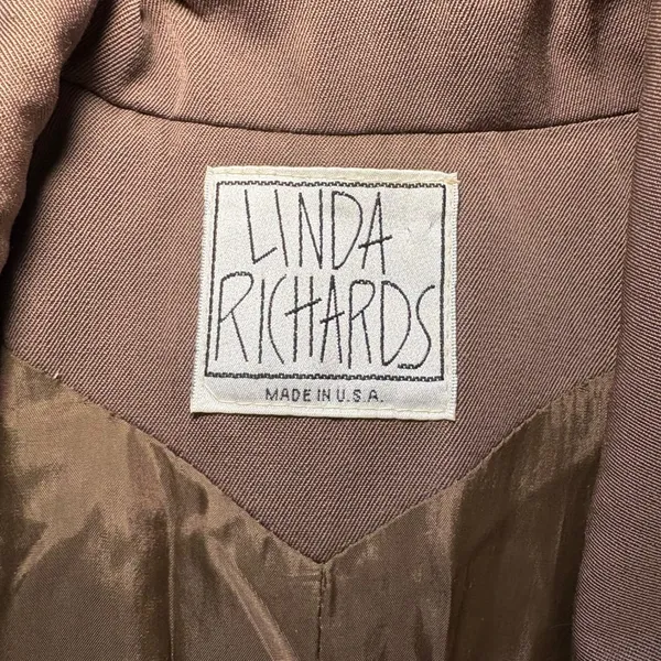 VTG 80s Linda Richards 100%‎ Wool Trench Coat Mauve Brown Made in USA sz 12 FLAW - Image 2