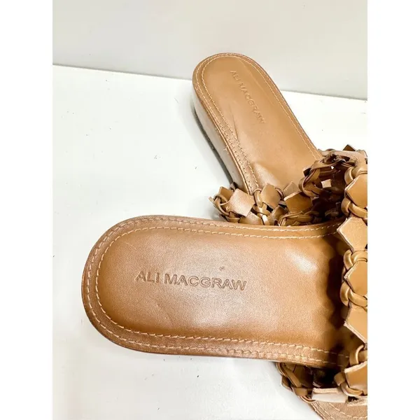 ALI MACGRAW Sandals Womens Size 8 Leather Wren Woven Slip On Shoes‎ - Image 8