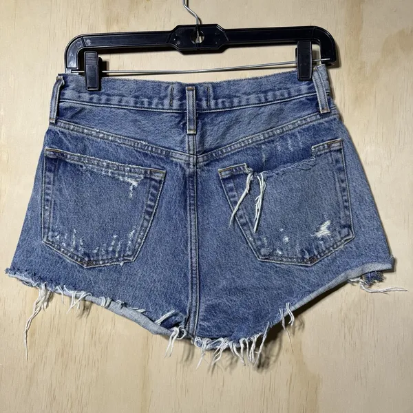 Agolde Parker Denim Shorts Womens 25 Distressed Cutoff‎ Raw Hem High Rise - Image 8