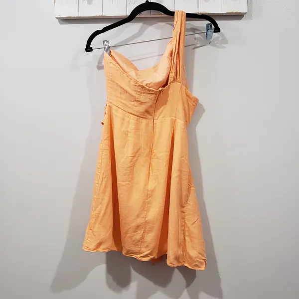 Hello Molly Yummy Love Dress Orange One Shoulder Wrap Mini Dress Womens Small - Image 3
