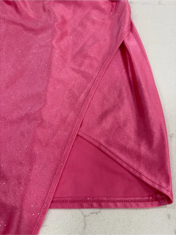 Honey and Rosie Pink Sparkle Wrap-Front Mini Dress - Image 4