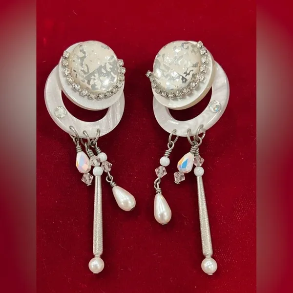 Vintage earrings white - Image 2