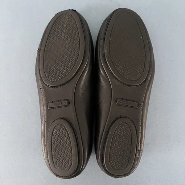 Tory Burch‎ Minnie Black Leather Gold Logo Elastic Heel Ballet Flats - Image 7