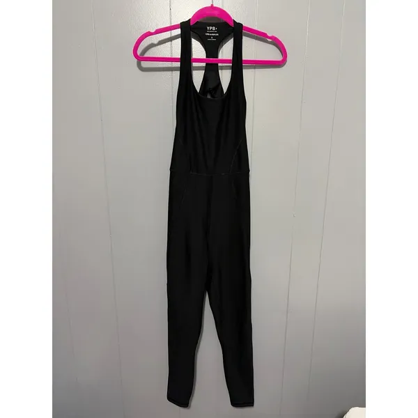 Abercrombie & Fitch YPB Black SculptLux Open Back Athletic Fitted Jumpsuit S - Image 2